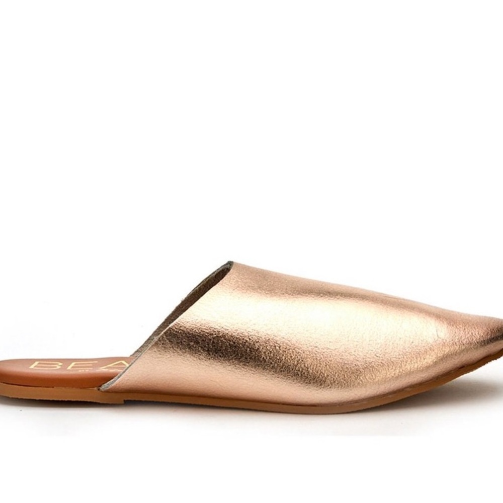 Beach by Matisse Siren slide on leather metallic rose gold mules